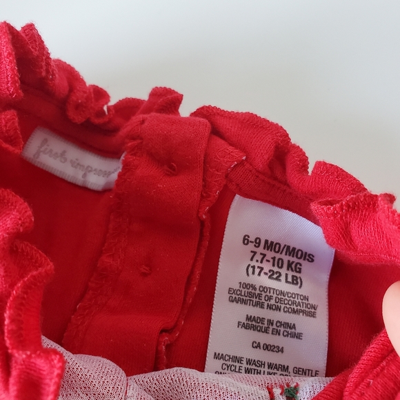First Impressions Christmas Ornament Top and Ruffle Detail Size 6-9 Months - Picture 3 of 3